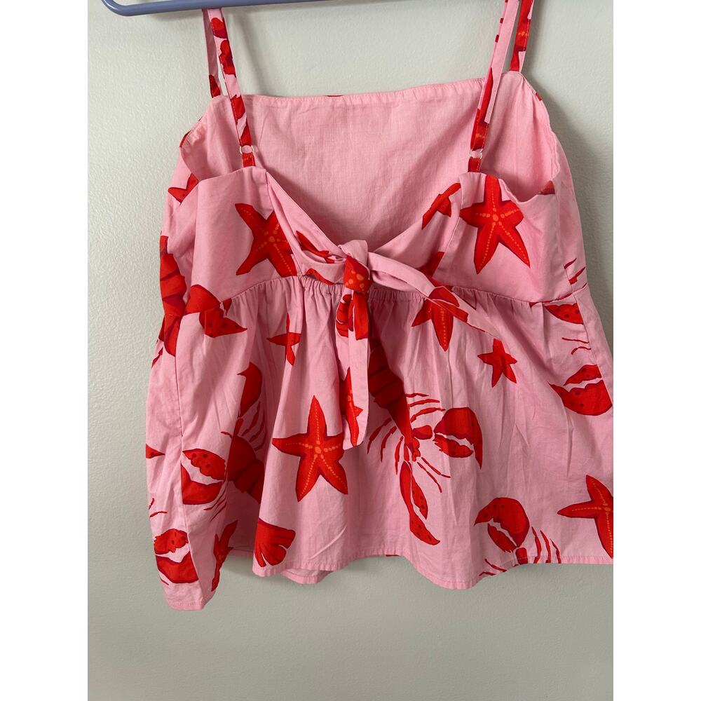 J.CREW Crab Lobster Starfish Design Tie Back Strappy Top S 8